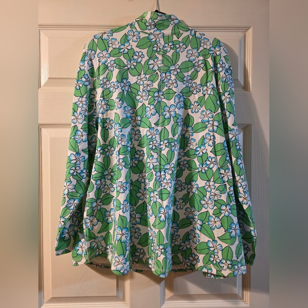 NWT TALBOTS Floral Quarter-Zip Pullover Top - Green Floral SZ 2XL - Picture 4 of 10